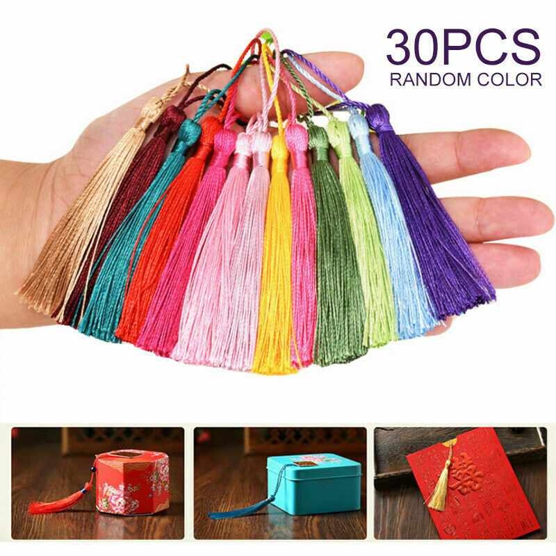 30 Pcs Silky 13cm Cotton Tassels Cardmaking Bookmark Craft