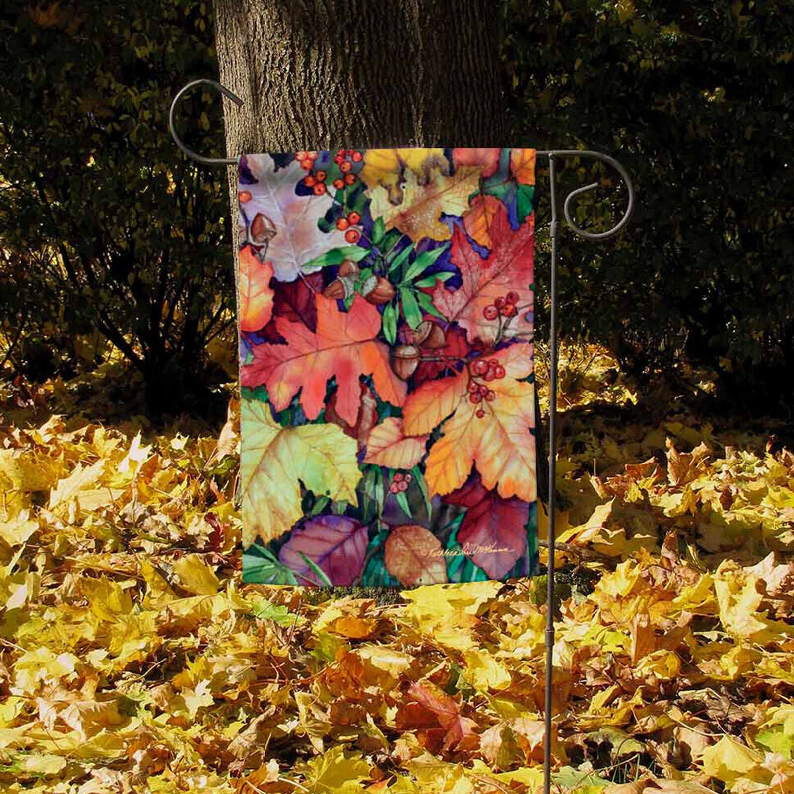Toland Fallen Leaves 12.5 x 18 Colorful Multicolor Fall Autumn Leaf Garden Flag