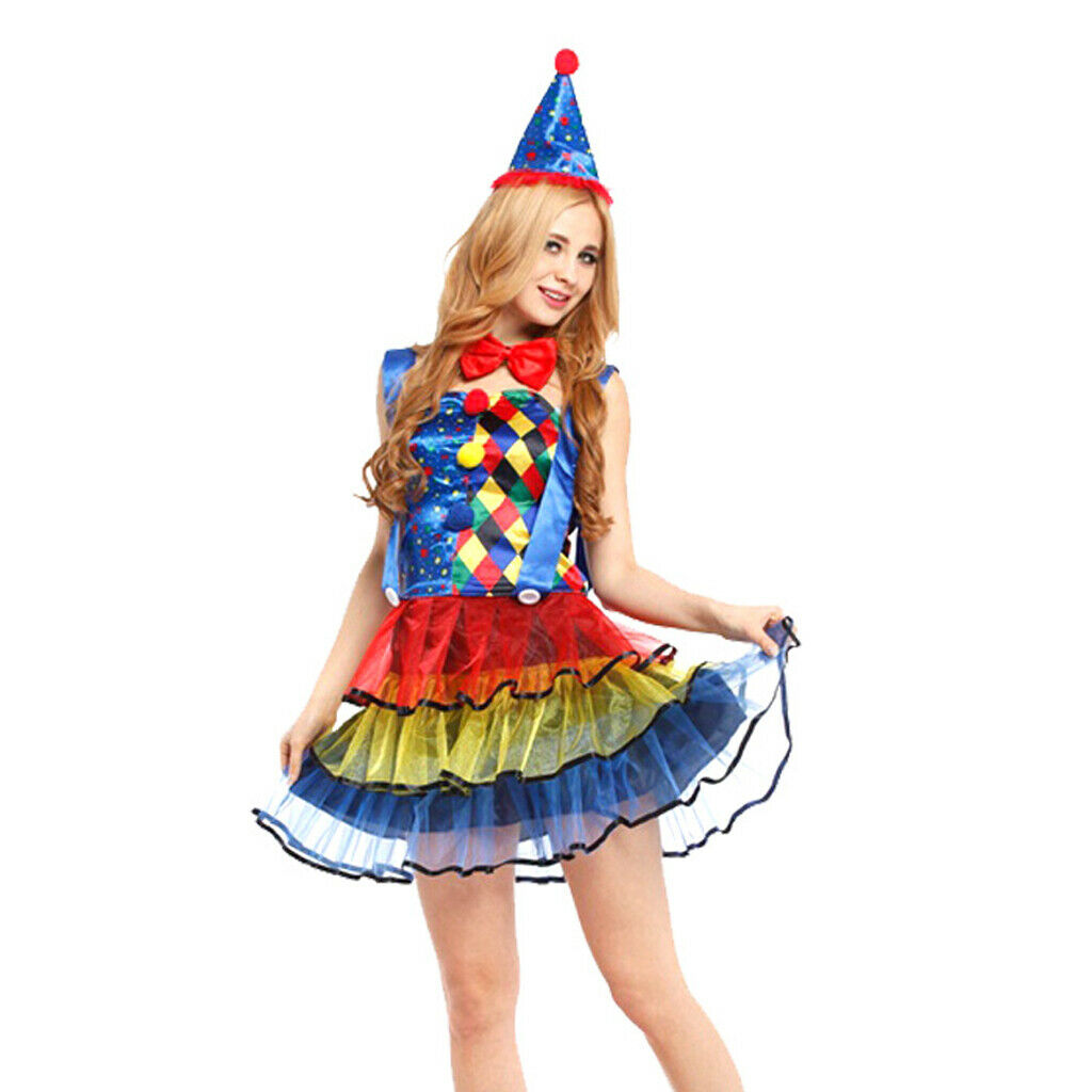 Circus Clown Costume Comedy Woman Ladies Dress Party Fancy Dress