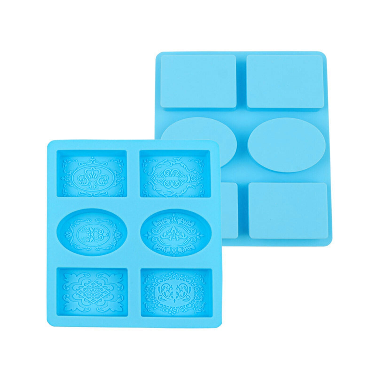 6 Cavity Oval Square Silicone Soap Bar Mould Muffin Cups Cake Baking Mold