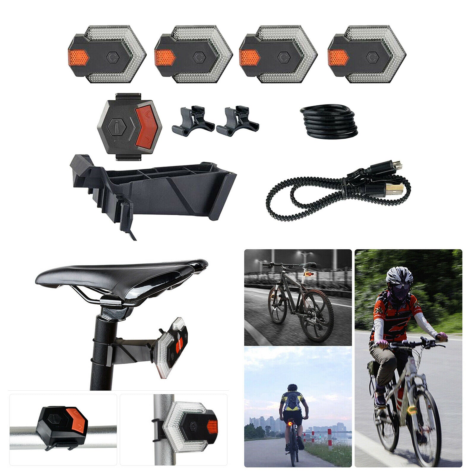 1 Set Bike Turn Signals Light Front and Rear w/Smart Wireless Remote Control