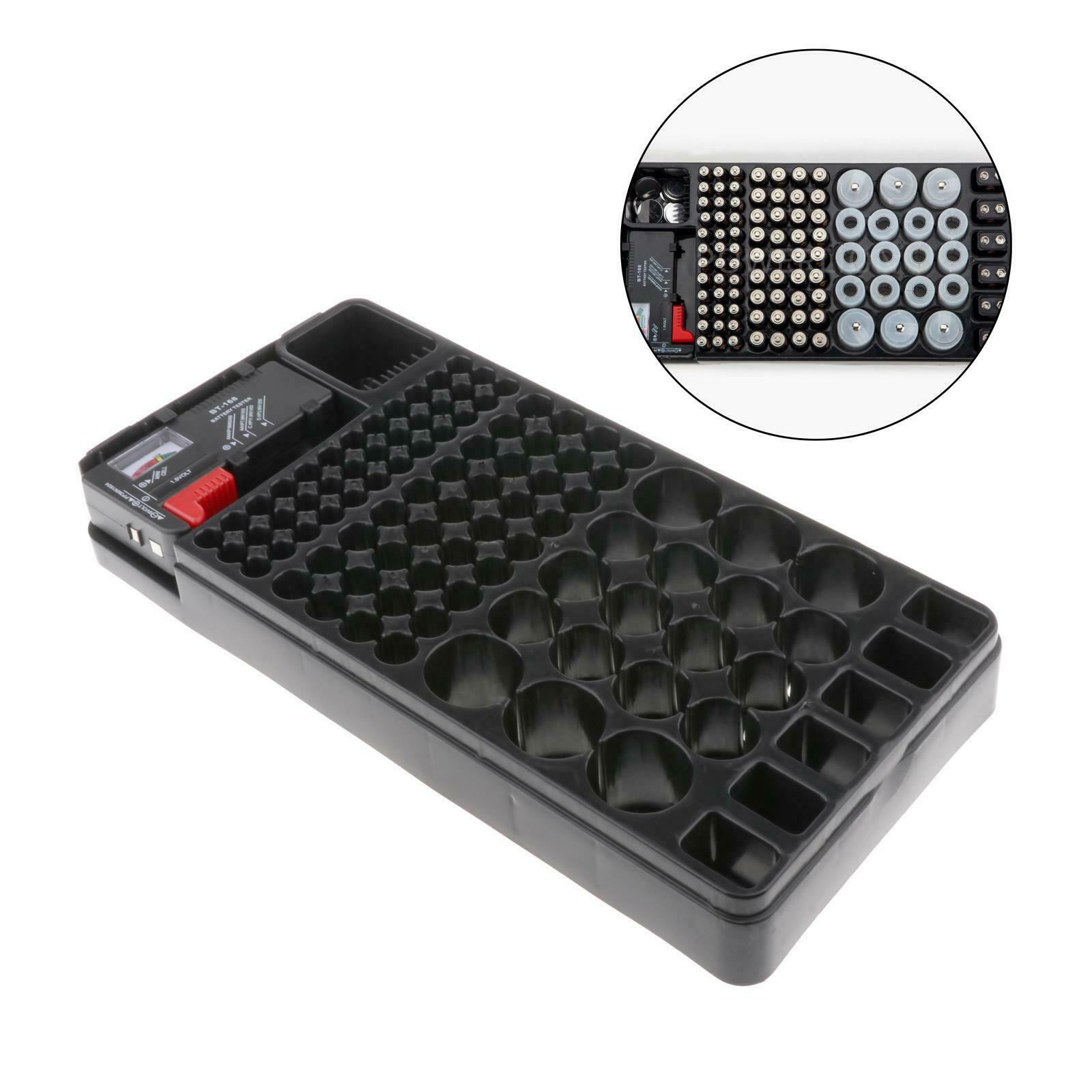 BT-106 Battery Organizer Storage Case Box with Tester Durable For Rack Shelf