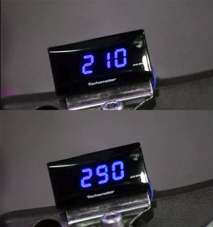 Universal Square LCD Motorcycle Tachometer Blue Digital Display RPM Meter Gauge