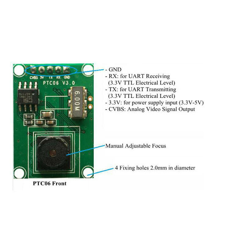 3.3V-5V Camera Module TTL/UART JPEG/CVBS for AVR STM32 Arduino VC0703 Chip