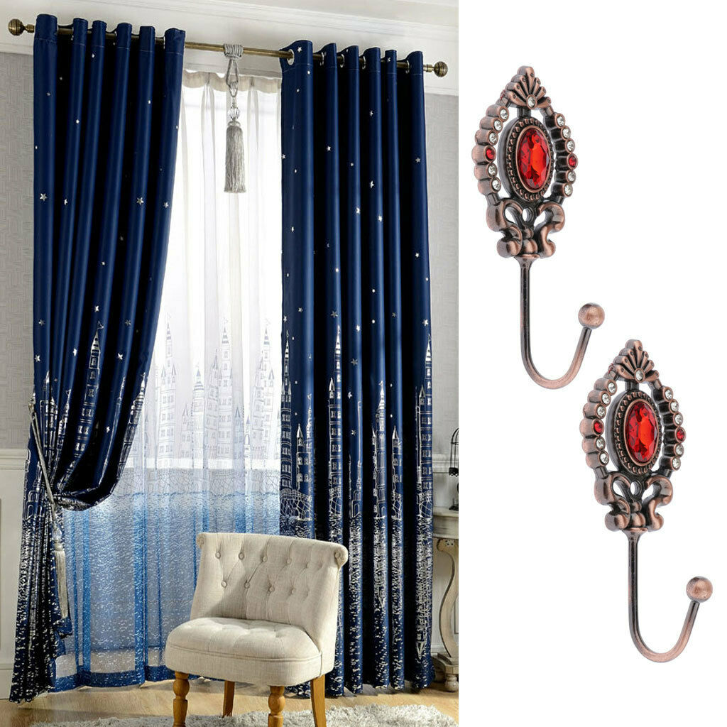 2x Crown-shaped Curtain Tieback Hooks European Style Clothes Hanger Copper