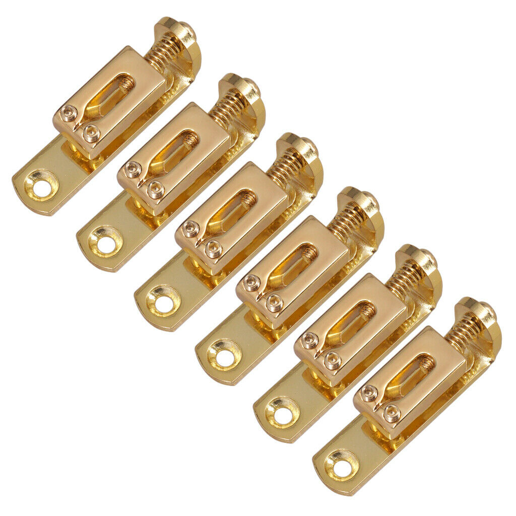 Set of 6 Goldne Electric Guitar Accs Single Individual Bridge Saddles Screws