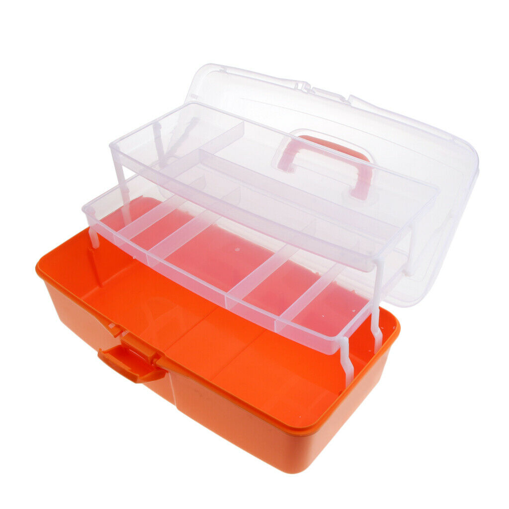 3 Tier Large Plastic Storage Box Case Nail Art Craft Makeup Organizer Orange