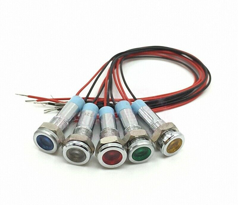 10 Pcs AC LED Indicator Pilot Signal Light Lamp Red Green Blue Yellow White 220V