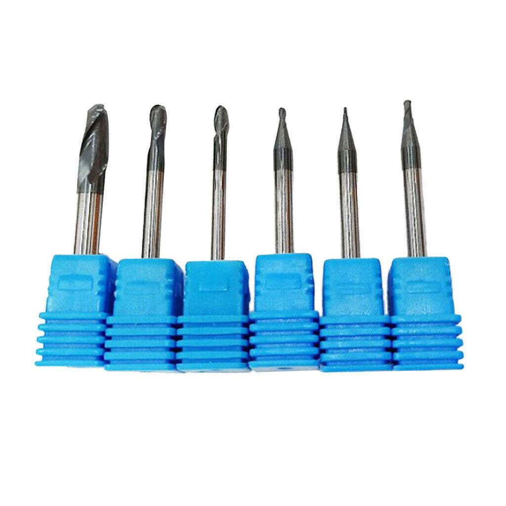 Carbide End Mills Set 6 Pieces Cutting Square CNC Milling Cutter 4 Flutes