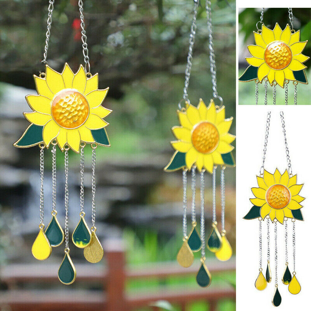 Sunflower Wind Chimes Outdoor Yard Garden Home Decor Ornament Hanging SunCatcher