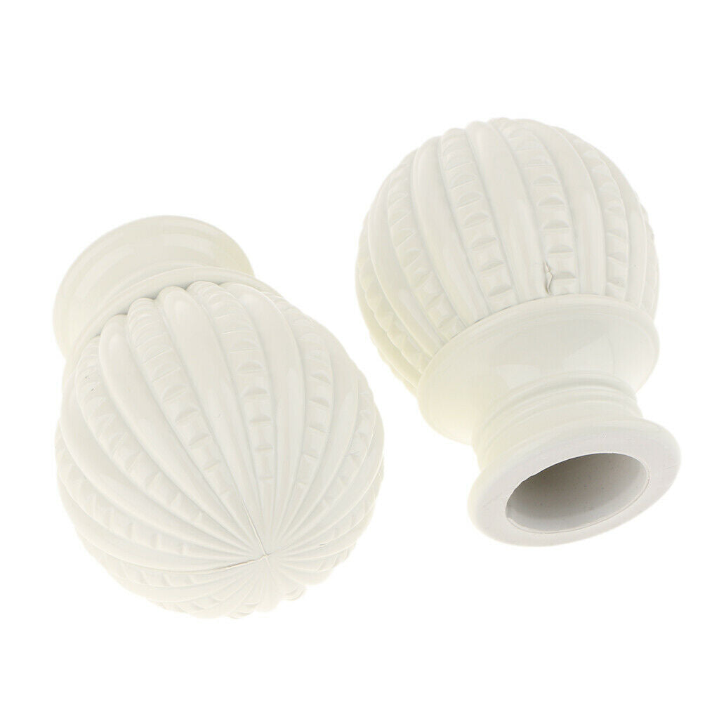 1 Pair Retro Curtain Decorative Pole Rod Finials Ends Heads 28mm White B