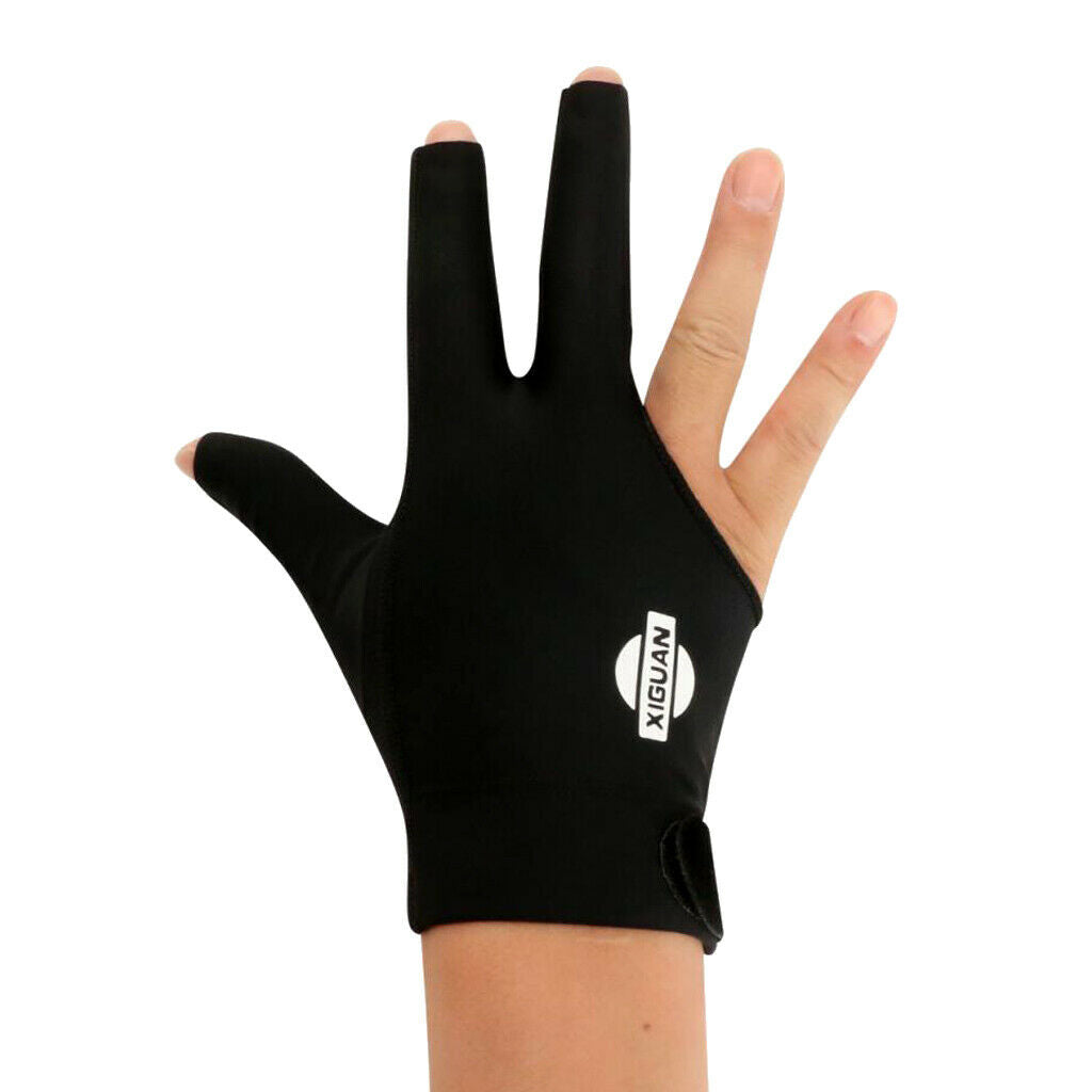 3-Finger Professional Elastic Right Hand Snooker Pool Billiard Glove Black