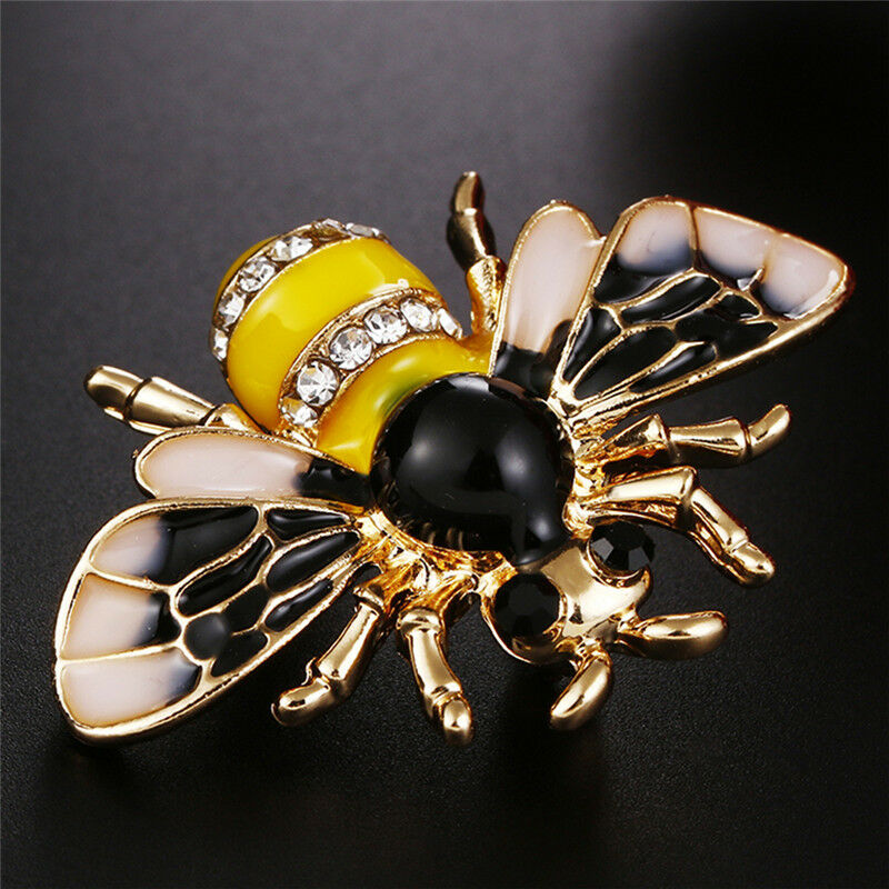 Women Delicate Enamel Little Bee Crystal Rhinestone Collar Pin Brooch Jewe.l8