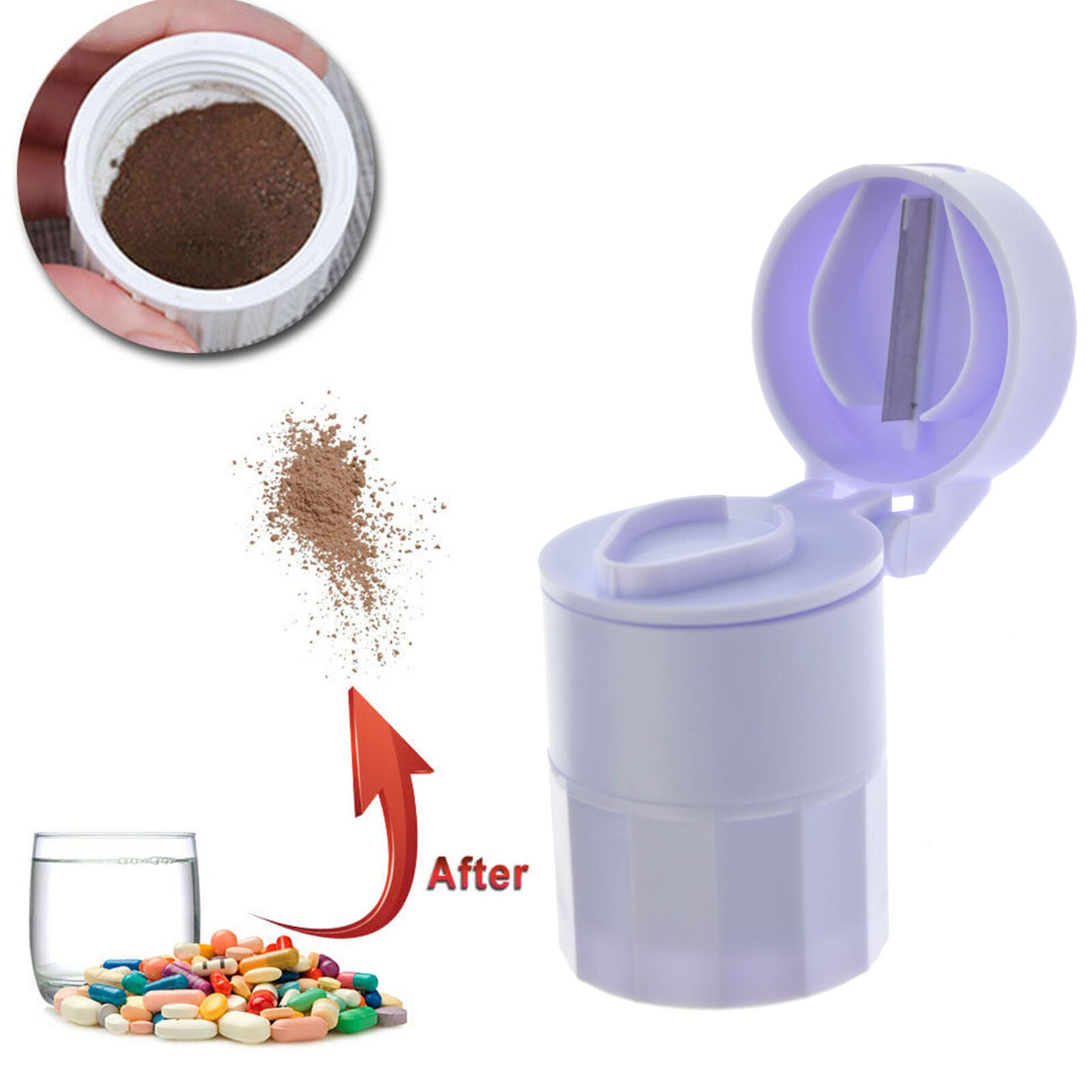 Pill Cutter Medicine Crusher Grinder Splitter Tablet Divider Storage Box Case