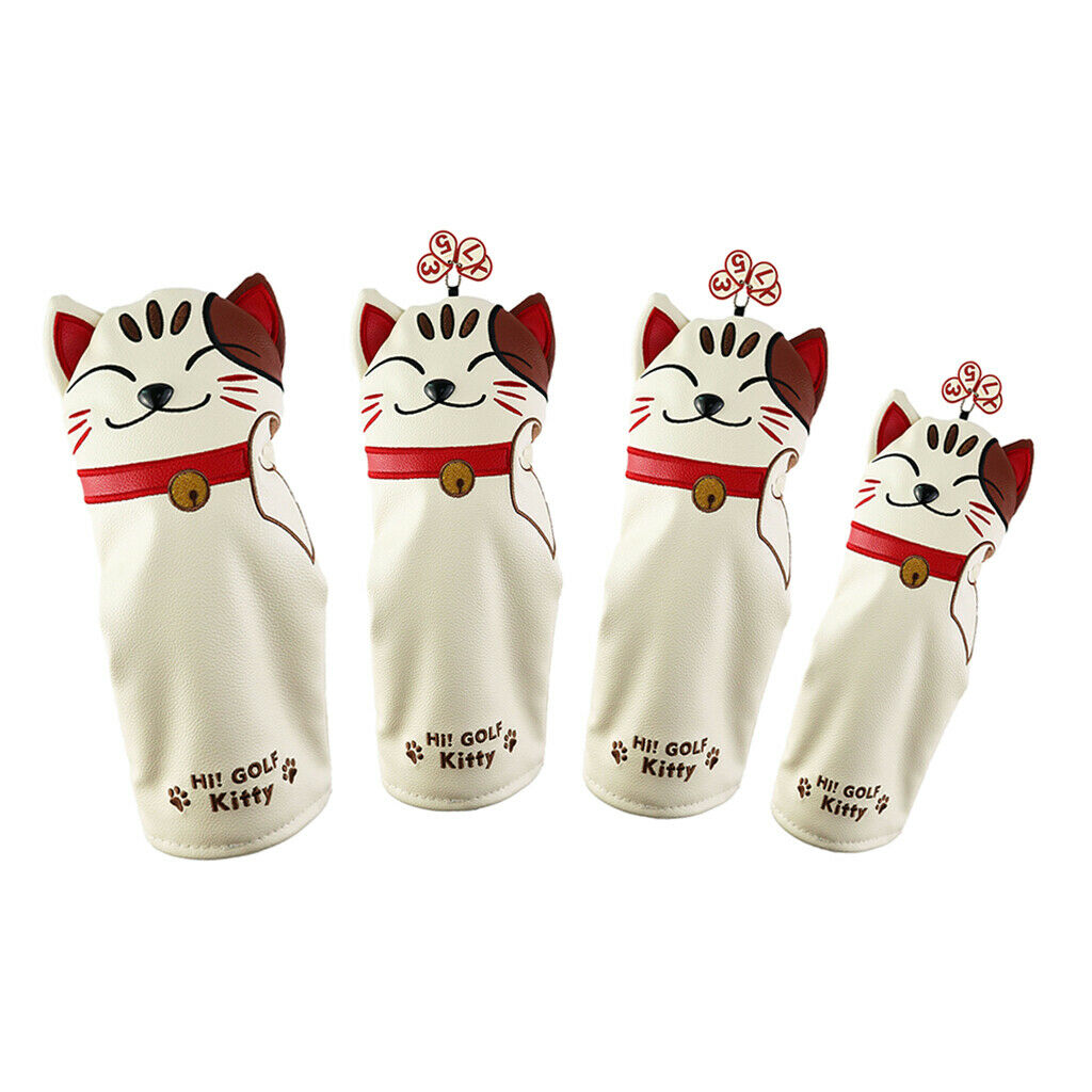 4 Pieces Golf Wood Head Cover Fairway Driver Headcover Woods Accessories