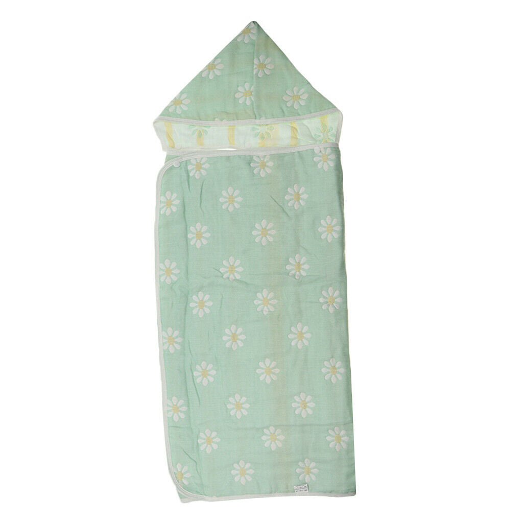 Six-Layer Jacquard Gauze Hooded Baby Bath Towel Cotton Green