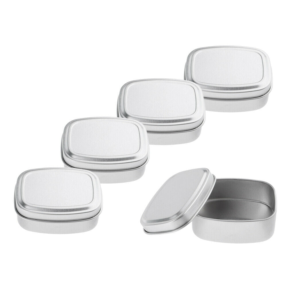 5pcs 60ml Square Aluminium Tin Pots Candles Salves Cans Jars Containers Case