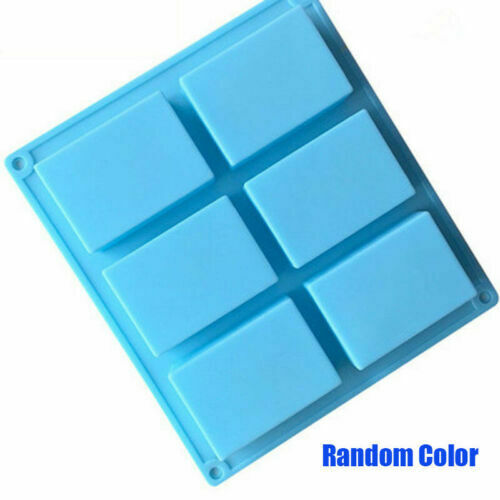 6 Cavity Plain Rectangle Soap Mold Silicone Craft DIY Making Homemade Cake Tool