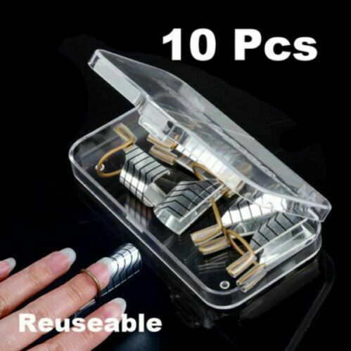 10Pcs Reusable UV Gel Acrylic French Tips Nail Art Extension Guide Form Tools`