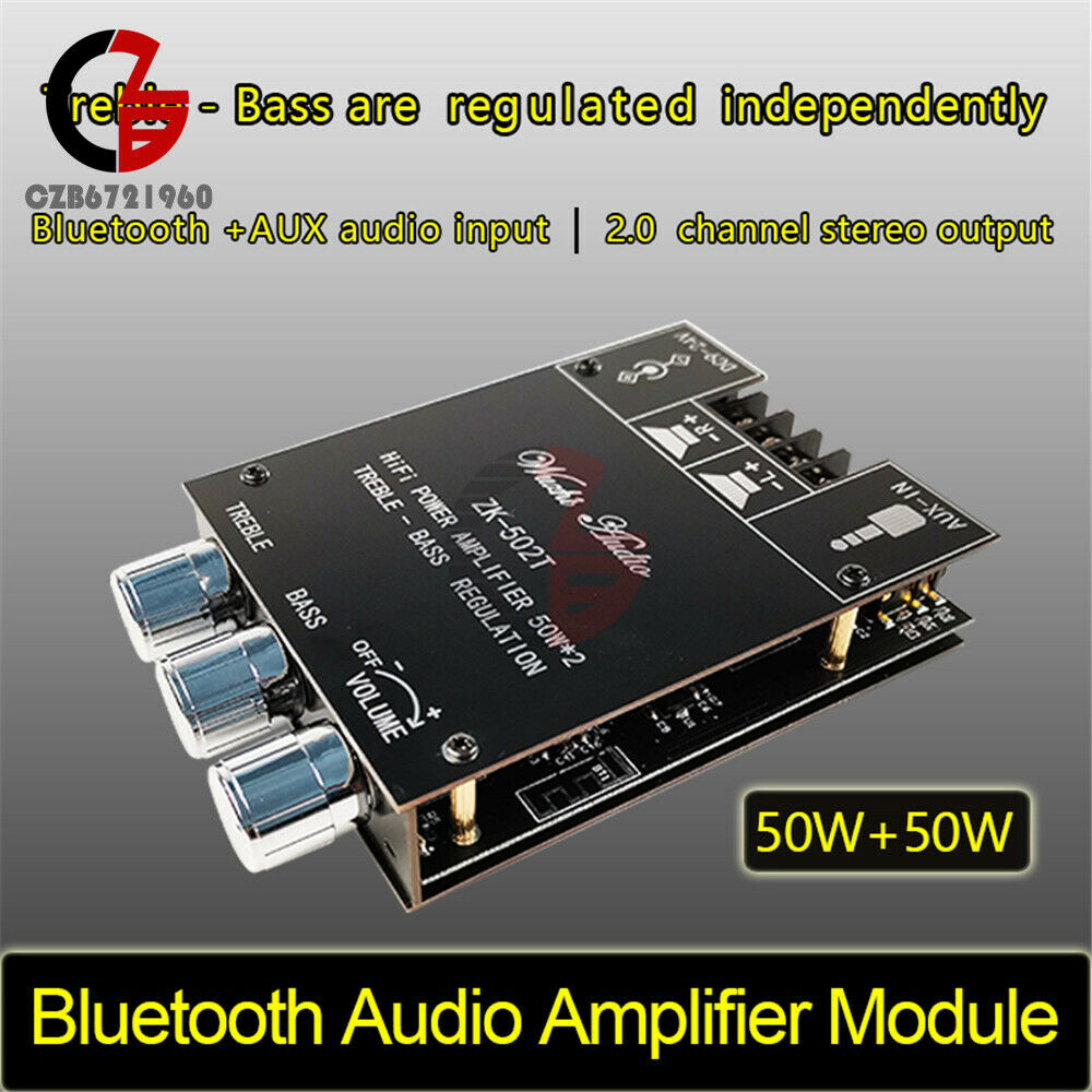 ZK-502T HIFI 50WX2 TPA3116 AUX+ bluetooth 5.0 Digital Amplifier Stereo Board