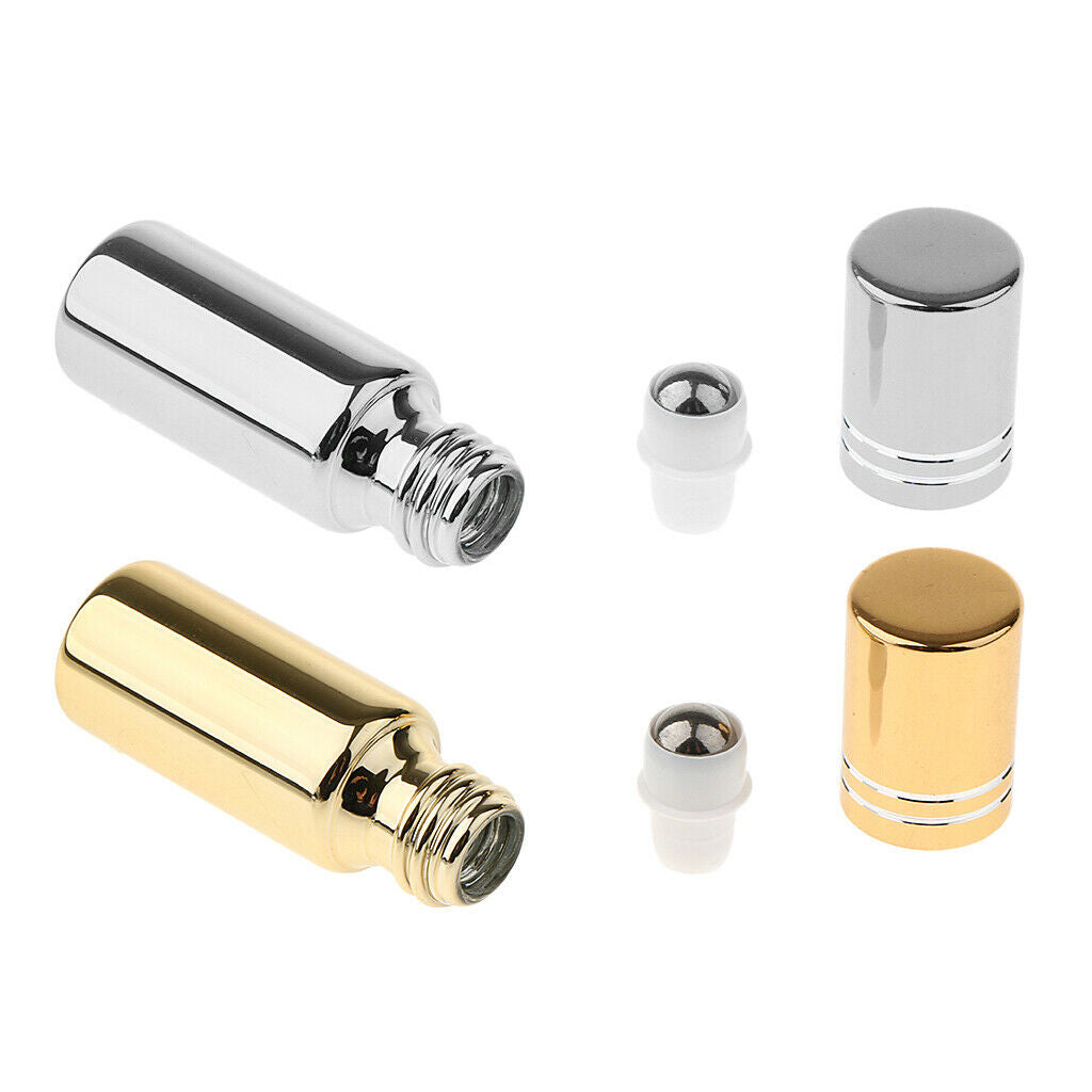 5Pcs Empty Roll on Bottles 5ml Glass Roller Bottle for Perfume Essential Oil
