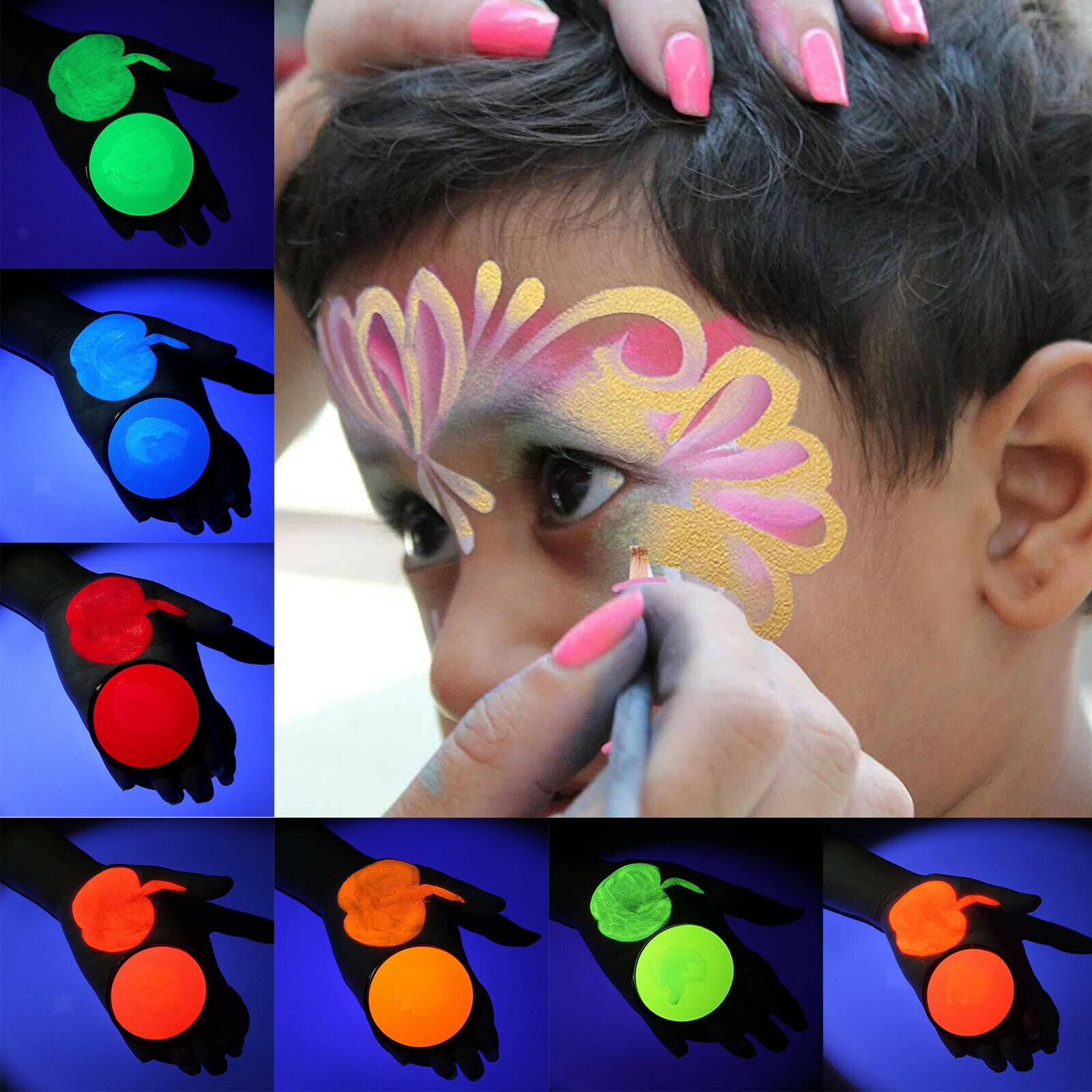 7x Fluorescent UV Face And Body Paint Non-toxic Beauty Makeup For Stage