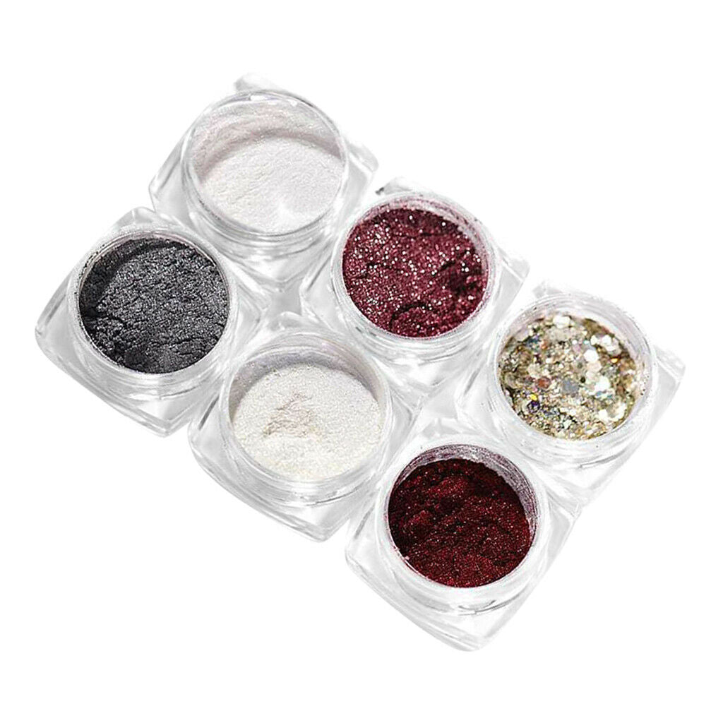 6 Boxes Holographic Mermaid Nail Art Glitter Powder Sequins Flakes Paillette 03