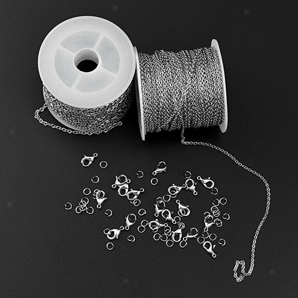 2 Roll 24m Stainless Steel Cable Chain Necklace Men Craft Pendants Jewelry