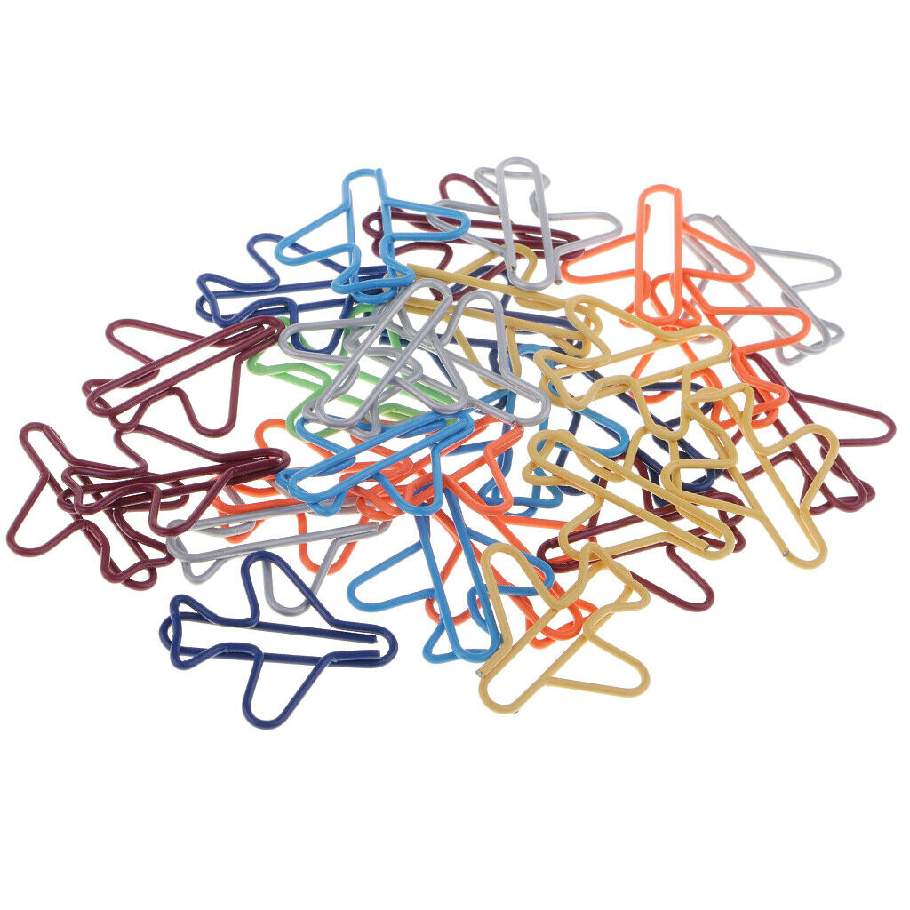 60pcs Metal Airplane Scrapbook Calendar Paper Clips Bookmark Office Supplies