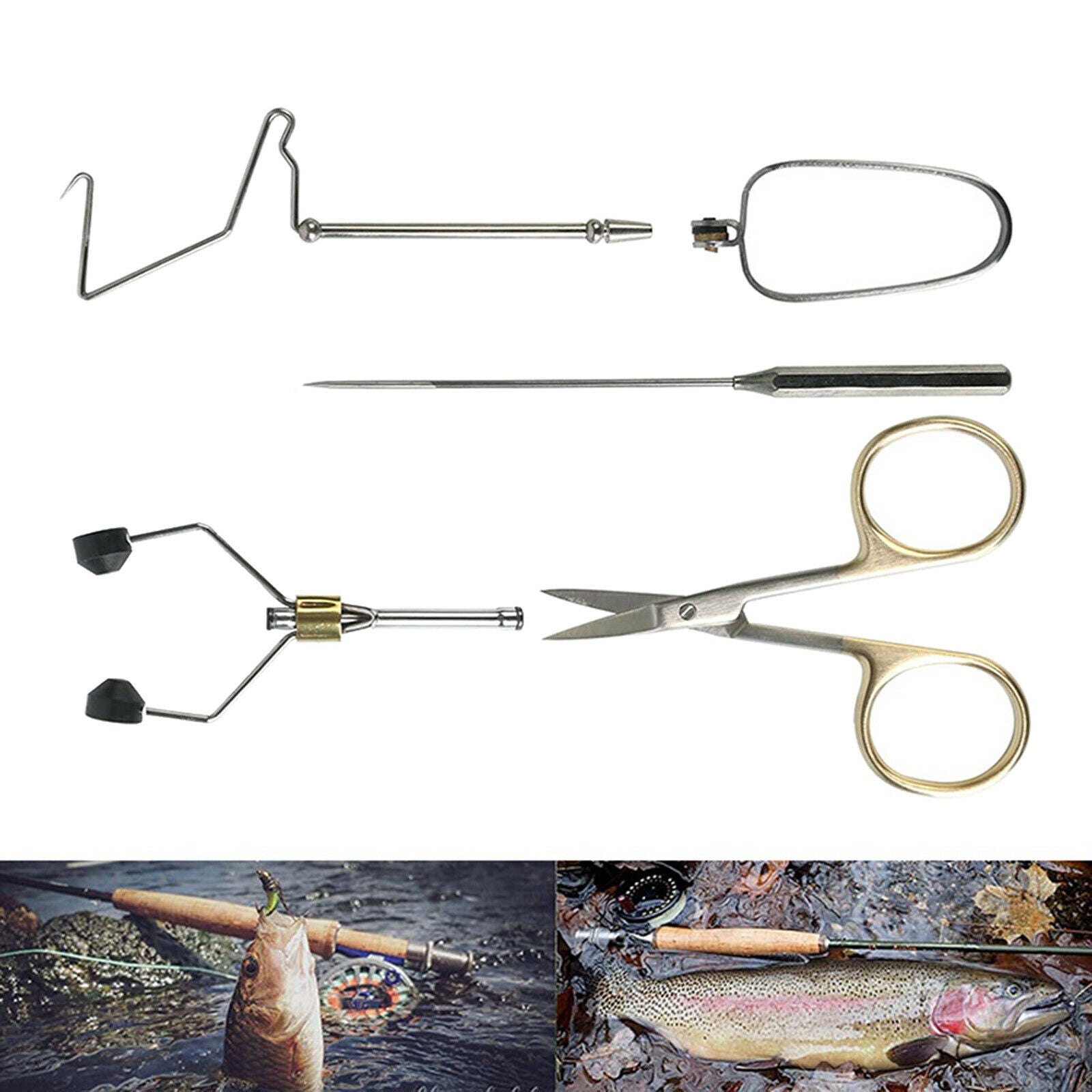 5pcs Fly Tying Tools Supplies Fishing Dubbing Needle Bobbin Thread Holder