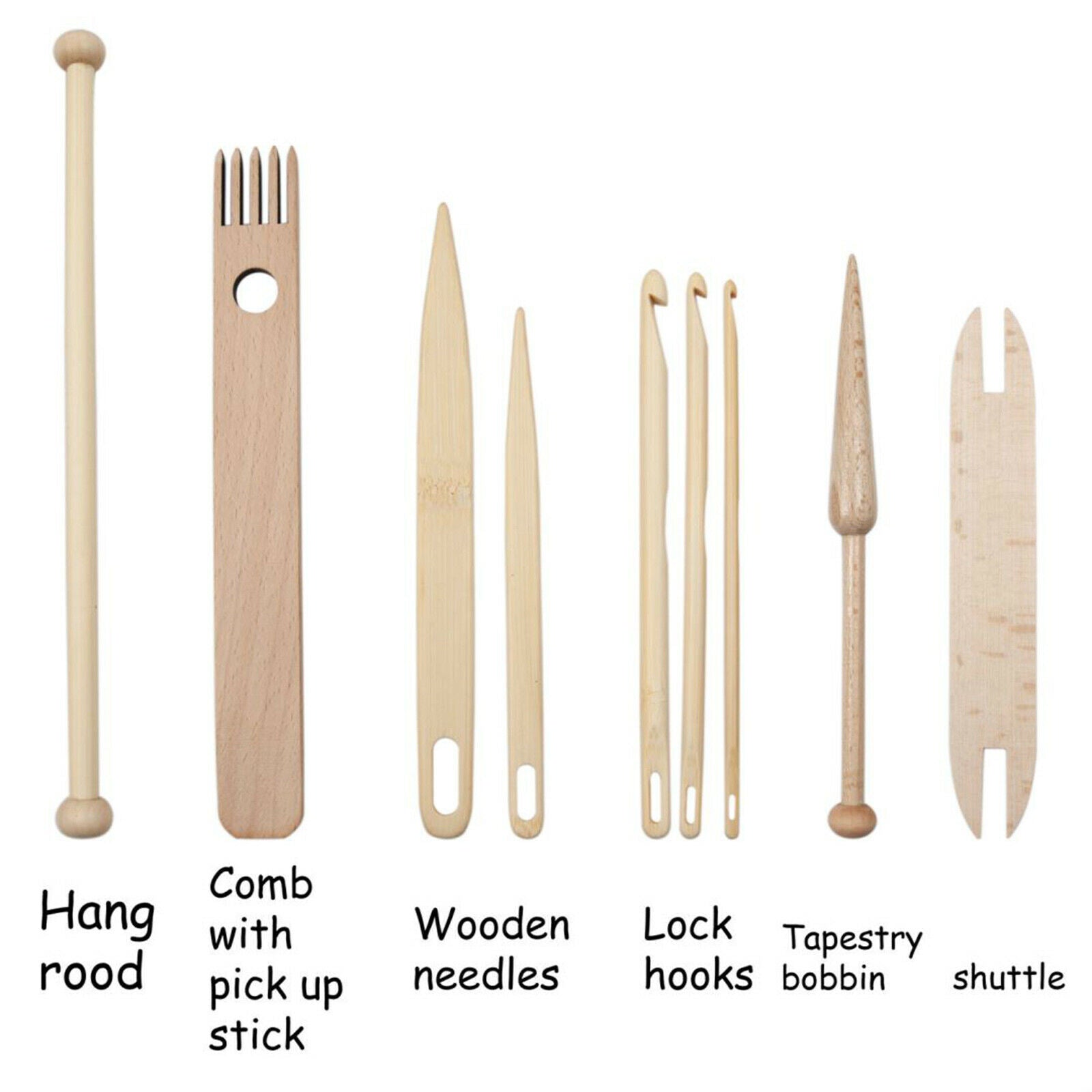 9x Weaving Loom Tools Crochet Hooks Needle Shuttle Stick for DIY Rug Scarf