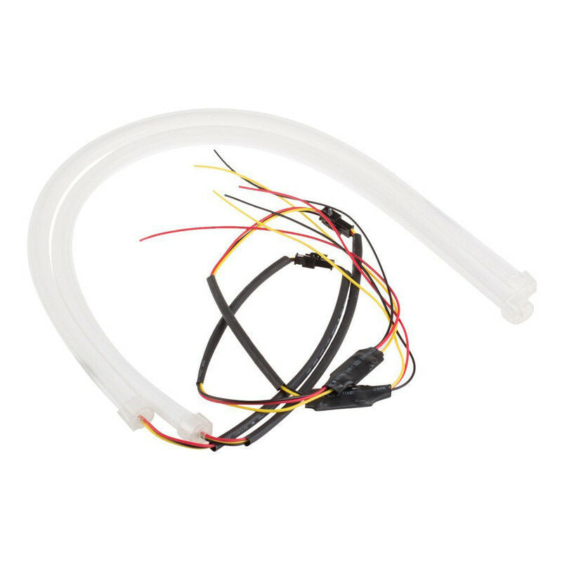 2x 60cm LED Light Strips Tube Switchback White/Amber Flexible DRL Turn Signal