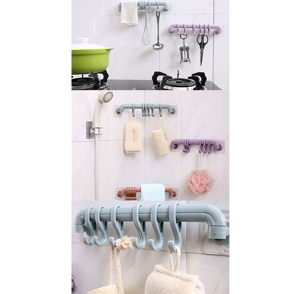 6 Hook Self Adhesive Hanger Hooks Purple