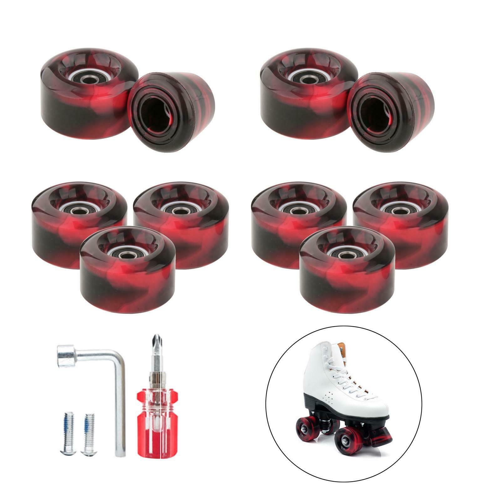 8Pcs Skate Wheels with Bearings PU Wheels Skating Accessories Red Black