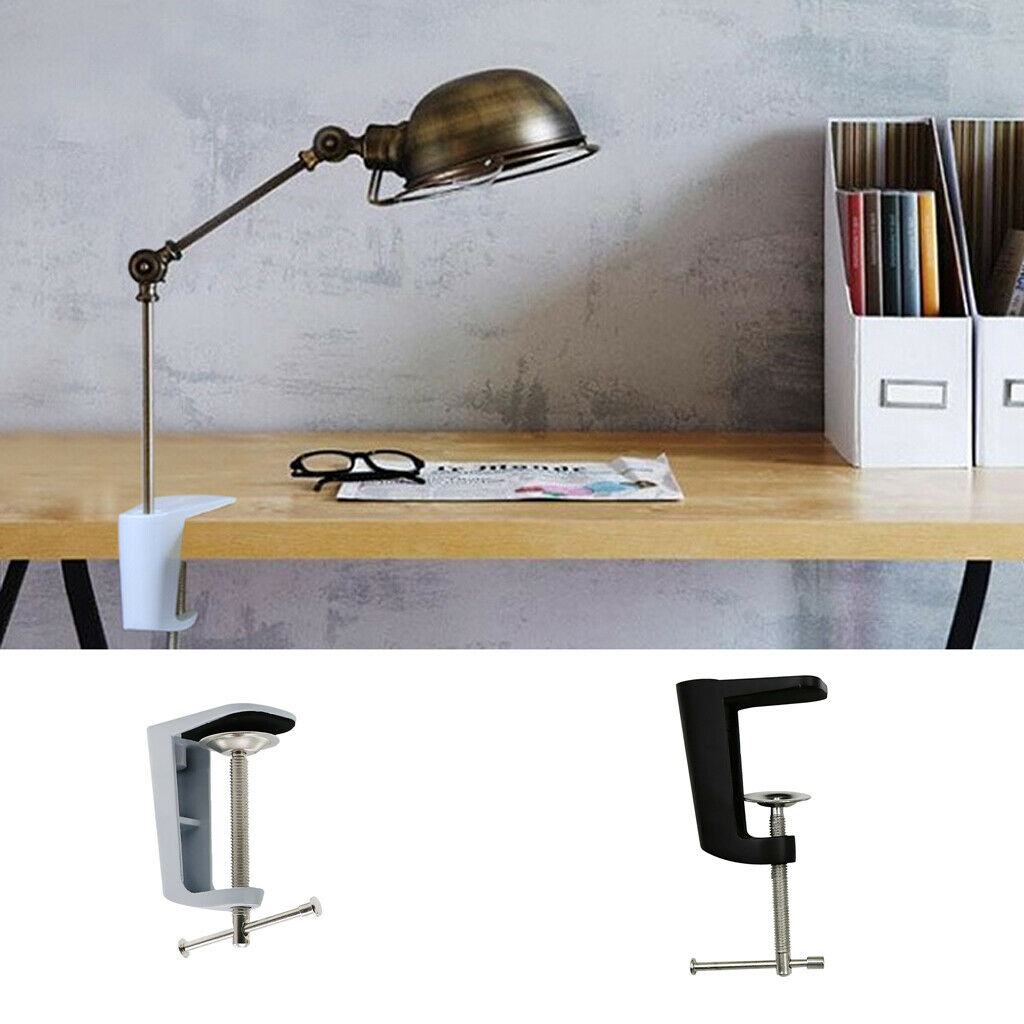 Metal Adjustable Arm Desk Clamp Table Lamp Clip Holder Stand White