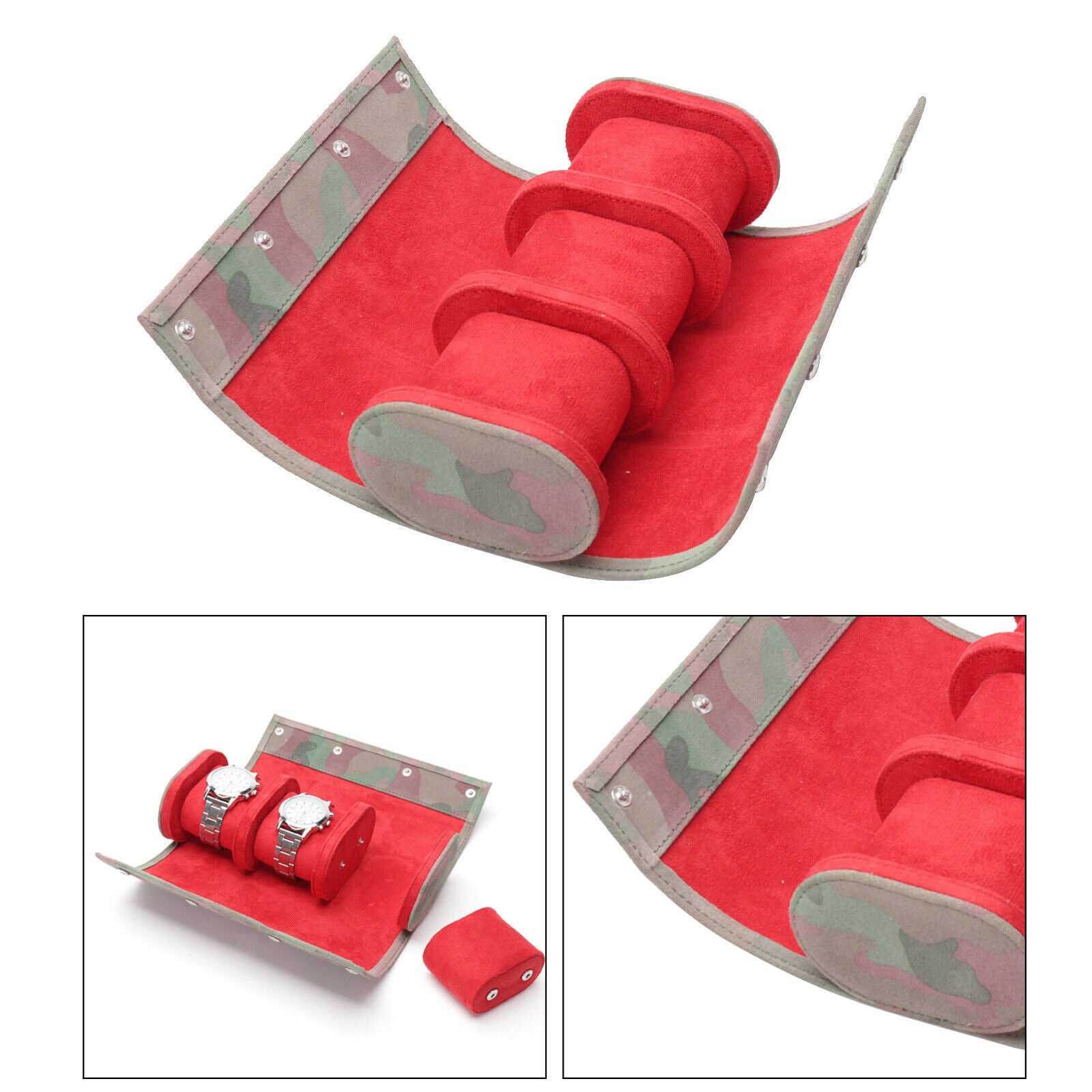 Watch Roll Case Elastic PU Leather Watch Storage Case Cylinder for Men Women