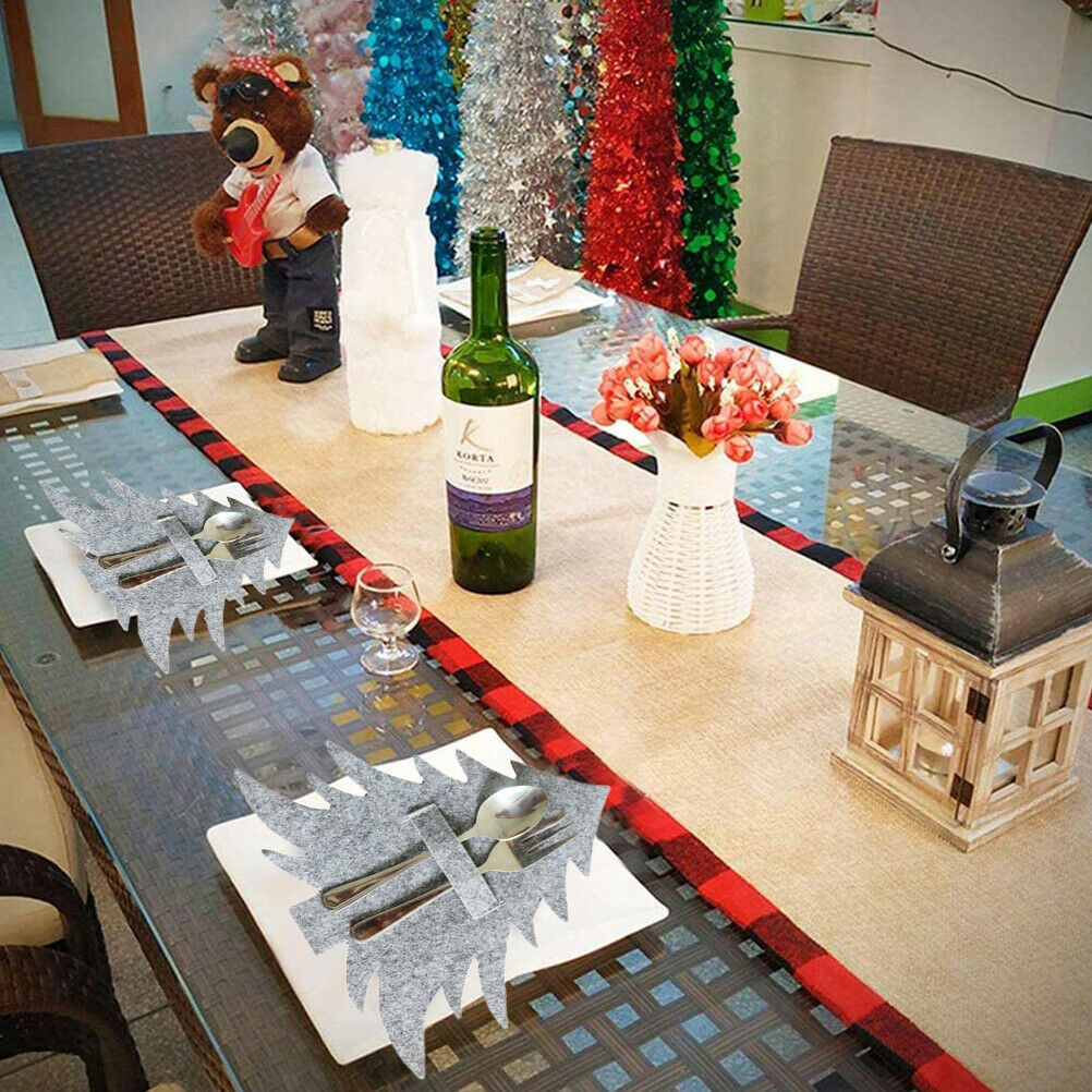4Pcs Christmas Tree Cutlery Holder Felt Christmas Cutlery Bag Table Decorations