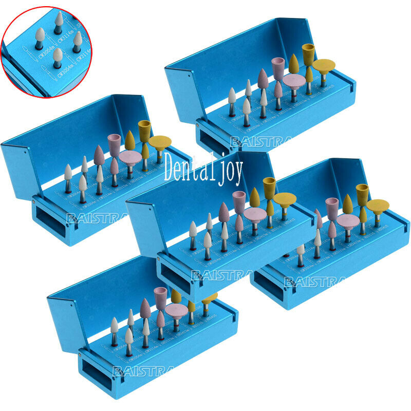 5Pcs Dental Diamond Bur Silicone Polisher Polishing Burs RA 2112 For Porcelain