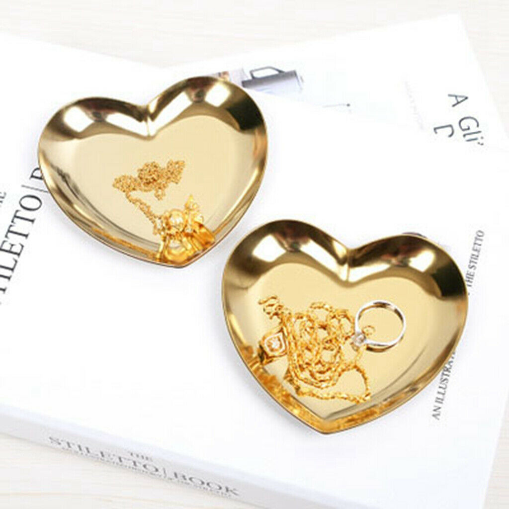 Luxury Stainless Steel Heart Plate Shop Display Tray Home Storage Gradient