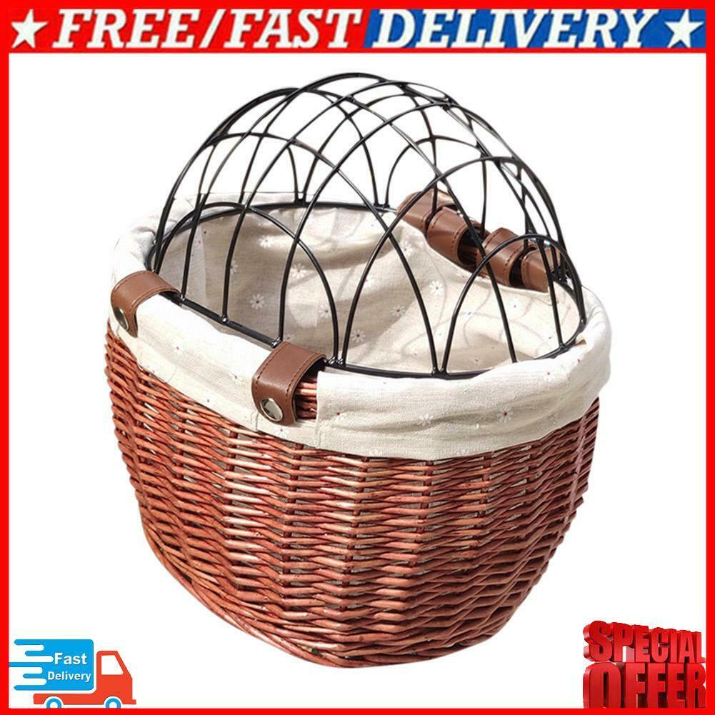 Cat Dog Bicycle Storage Basket Handwoven Pet Seat Front Handlebars Carrier