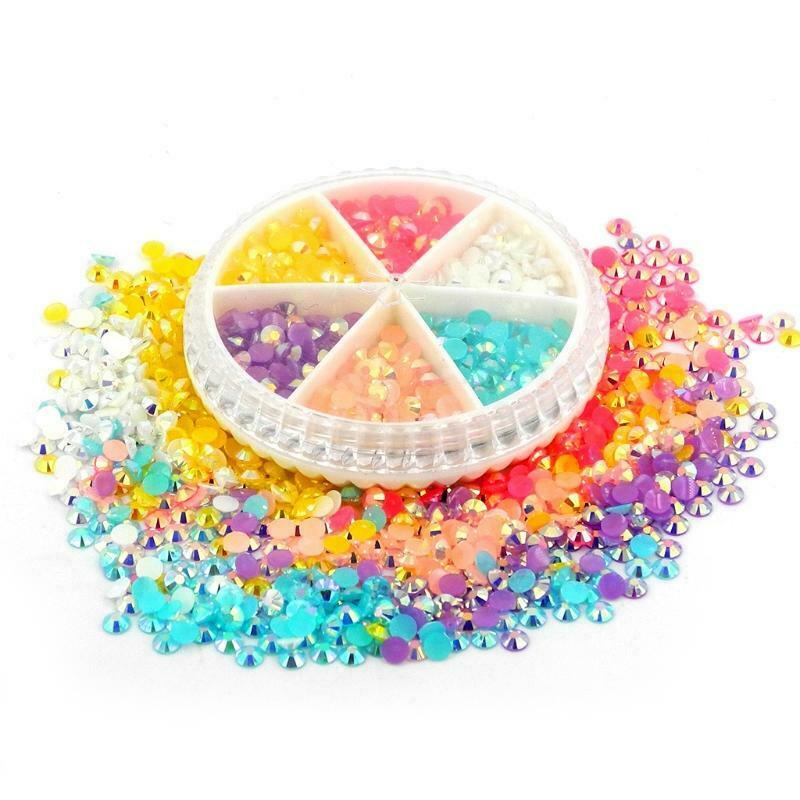 6 Grids Flatback Nail Art Decorations Multi Color for Nails Ornaments Manicure