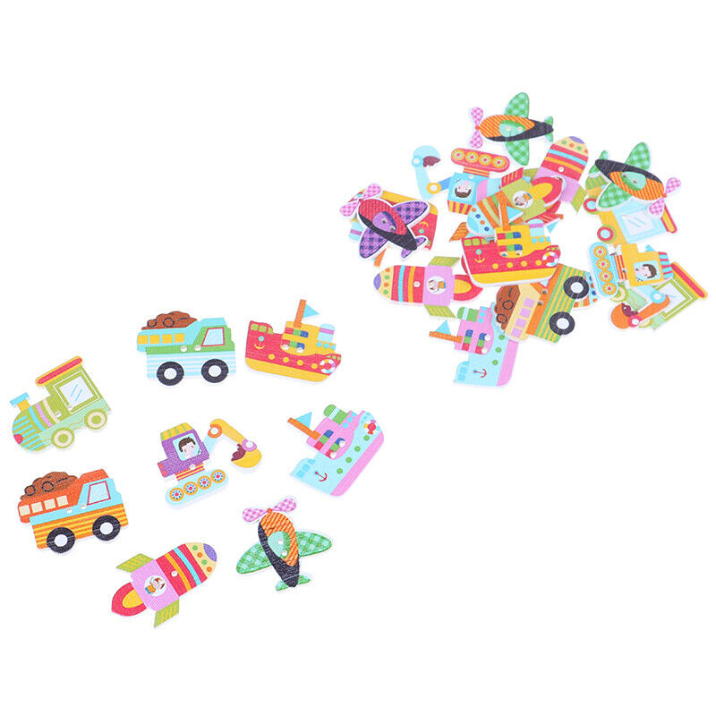 25pcs Mixed Wooden Painted Cartoon Car Decorative Buttons For Crafts DIY .l8