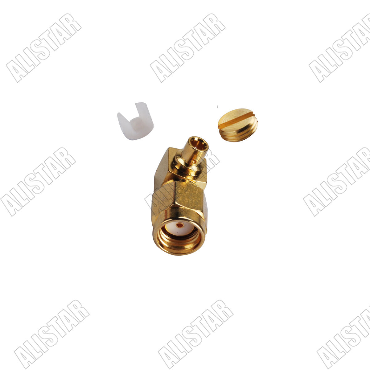10x connector RP-SMA male jack pin right angle Solder semi-rigid RG405 0.086"