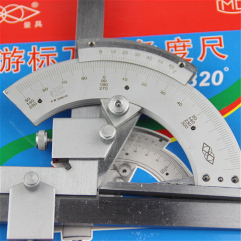 Universal Bevel Protractor 320 Degree Angular Dial Stainless Steel Angle Gauge