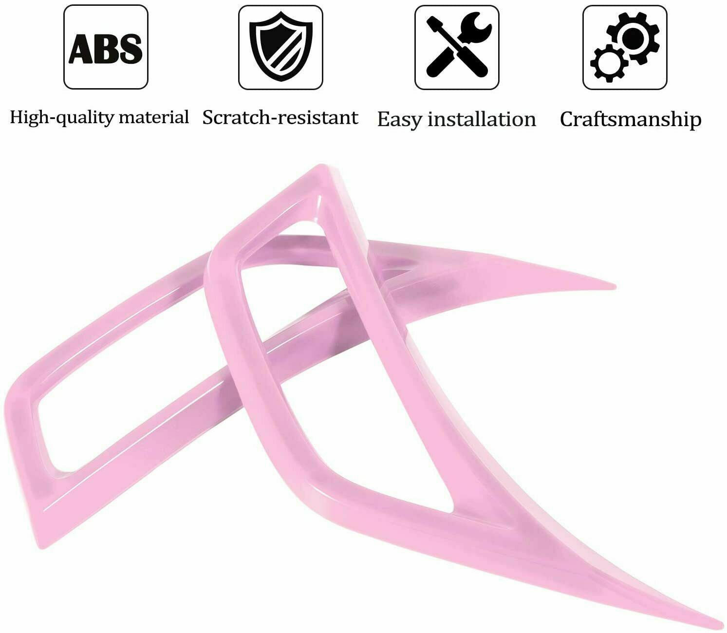 2x Car Leaf Plate Air Inlet Vent Trim Cover Pink For Jeep Wrangler JL 2018-2020