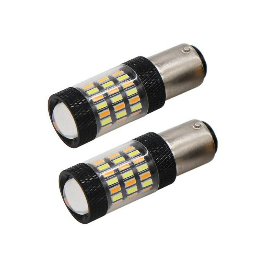 2PCS 1157 Switchback Dual Color LED Bulb Turn Signal Light 600LM 6500K 60-SMD