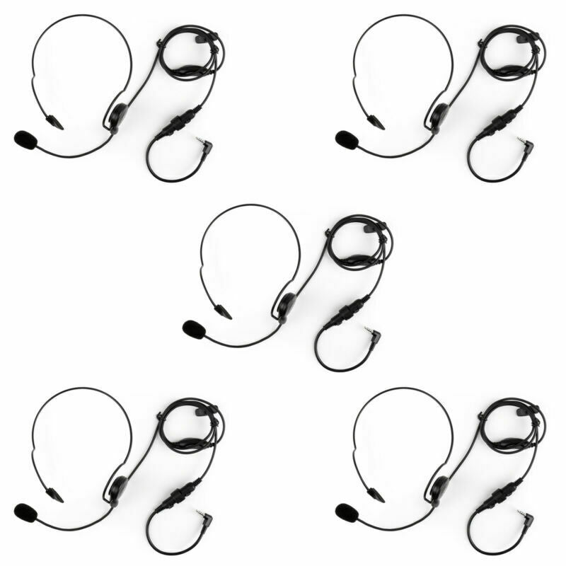 5x 3.5mm Single Ear PTT Behind the Head Headset For Yaesu VX1R VX168 Radio  AT2