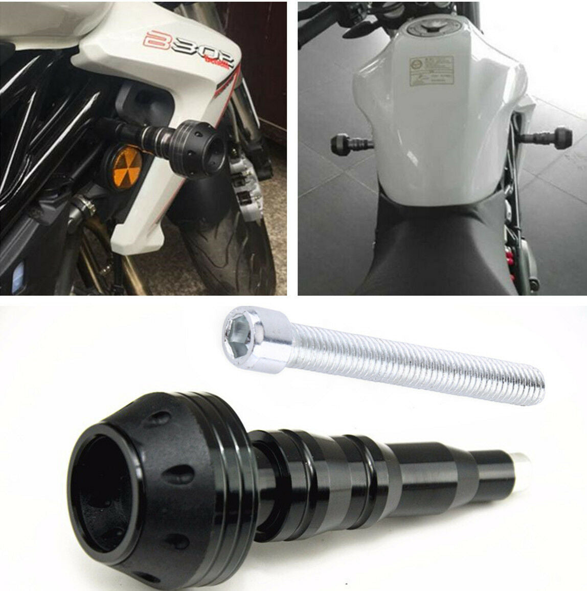 Motorcycle Exhaust Frame Slider Falling Protector Anti Crash Anti-Scratch + Bolt