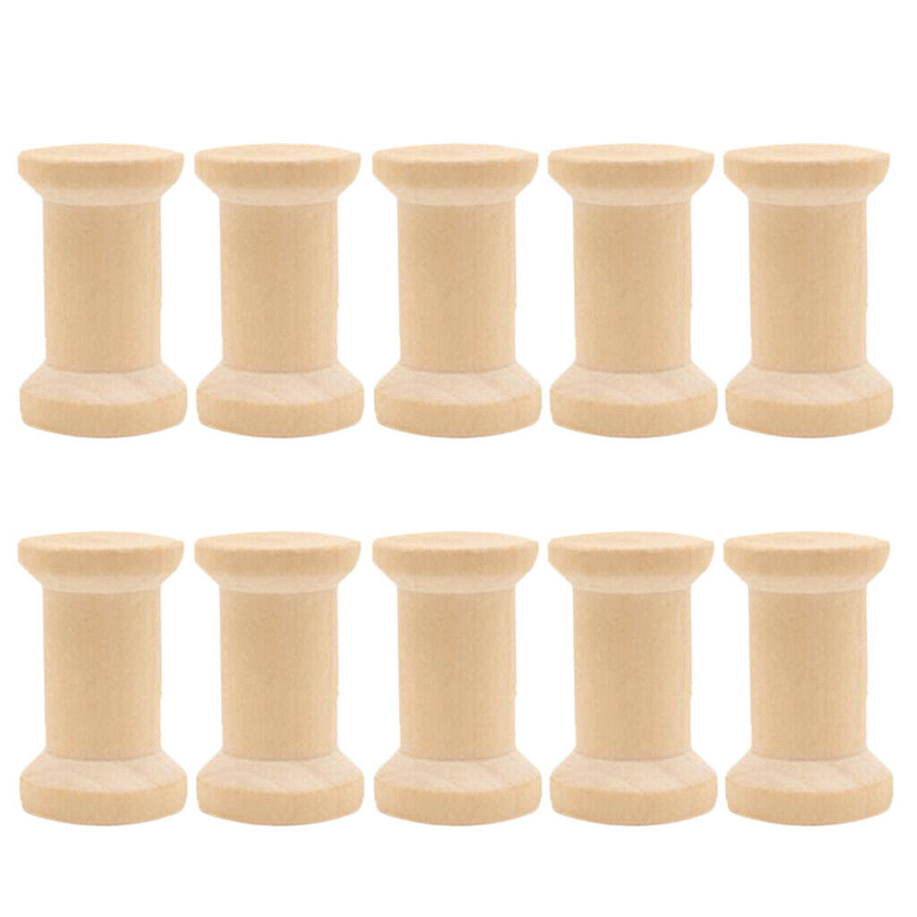 10 Pieces/Pack Wood Spools Unfinished for Crafts Painting 3.3*2cm