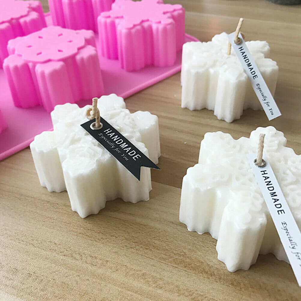 6Six Silicone Snowflake Mold Candle Soap DIY Aromatherapy Plaster CandleB T Pb